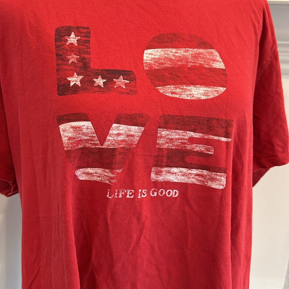Life Is Good American Flag Love Shirt - Picture 2 of 2